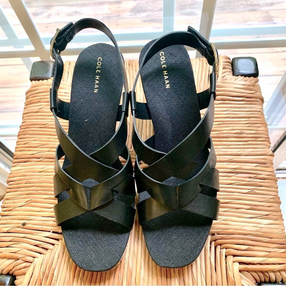 Cole Haan Crystal Wedge Leather Sandal